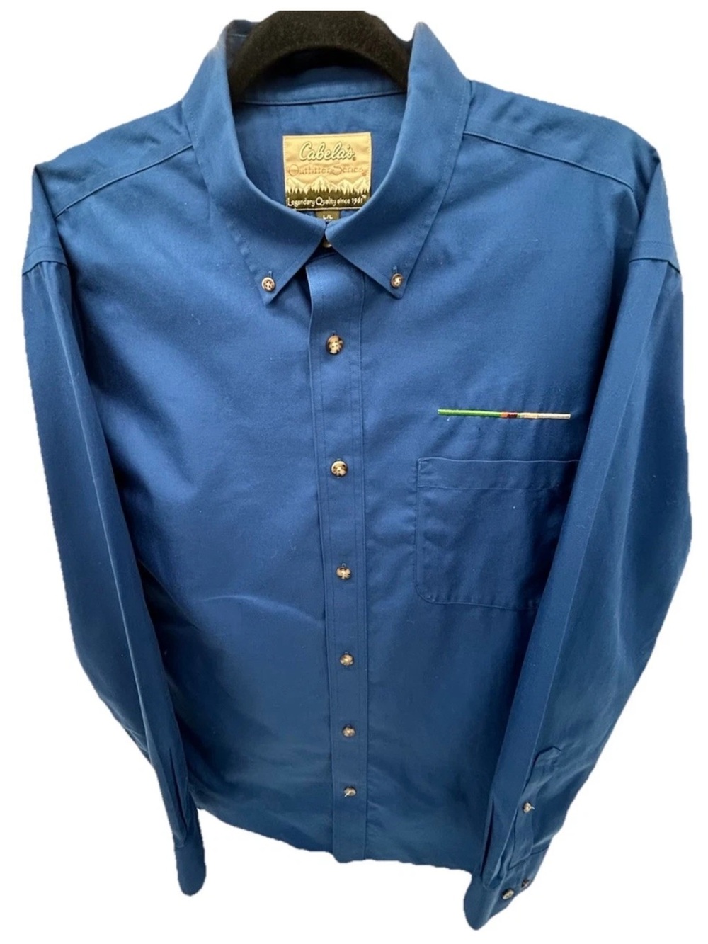 Cabela's Men's Button-Down Shirt in Deep Blue with Pocket Accent